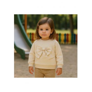 Bluza groasa cu maneca lunga si fundita -  - Minimal Optimist - Bej - pentru fetite - Bej