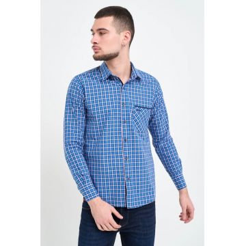 - Camasa barbat cu model in carouri si buzunar (Marime: XL - Culoare: NAVY)