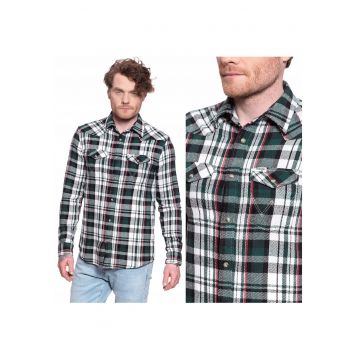 Camasa Barbati -  Camasa Western Cu Maneca Lunga - Croi: Regular Fit - Inchidere: Nasturi - Compozitie Material: 100% Bumbac - Numar De Buzunare: 2 - Multicolor - 1 Bucata