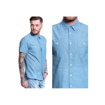 Camasa Barbati -  Chris Slub Chambray - Croiala Regulara - Nasturi - 2 Buzunare - 100% Bumbac - Albastru Deschis