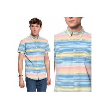 Camasa Barbati -  Ss 1 Pkt Button Down - Croiala Regulara - 100% Bumbac - Inchidere: Nasturi - Numar De Buzunare: 1 - Multicolor - 1 Bucata