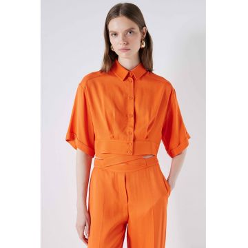 Camasa crop cu maneci cazute