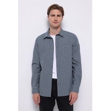 Camasa Cu Maneca Lunga De Barbati Albastru Marin Regular Fit CL1065591
