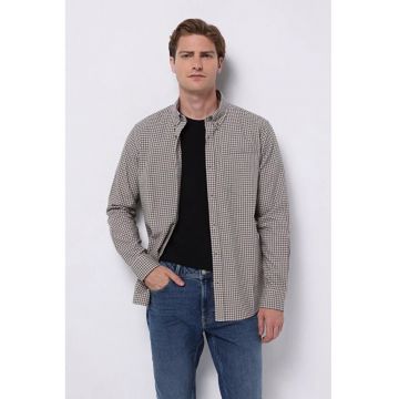 Camasa Cu Maneca Lunga De Barbati Maro Regular Fit CL1065591 8683197782939
