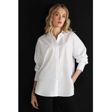 Camasa Cu Maneca Lunga De Dama Alb Regular Fit -