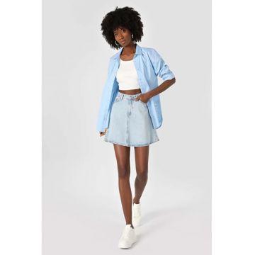 Camasa Cu Maneca Lunga De Dama Albastru Relaxed Fit Cl1062904 8683197629319