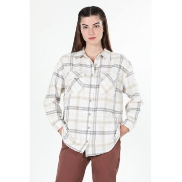 Camasa Cu Maneca Lunga De Dama Bej Regular Fit