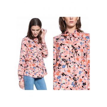 Camasa Dama -  Elisa Bow Aop - Croi: Regular Fit - Stil: Drept - Inchidere: Nasturi - Legare - Compozitie Material: 100% Bumbac - Roz - 1 Bucata