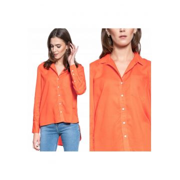 Camasa Dama -  Elisa Solid Lyocell - Croi: Regular Fit - Stil: Drept - Inchidere: Nasturi - Compozitie Material: 100% Lyocell - Portocalie - 1 Bucata