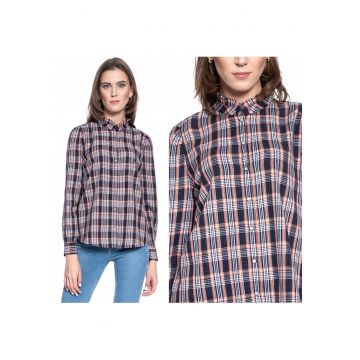 Camasa Dama -  Emma Lurex Check - Croi: Regular Fit - Stil: Drept - Inchidere: Capse - Compozitie Material: 100% Bumbac - Multicolor - 1 Bucata