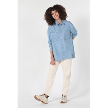 Camasa de denim cu buzunare aplicate