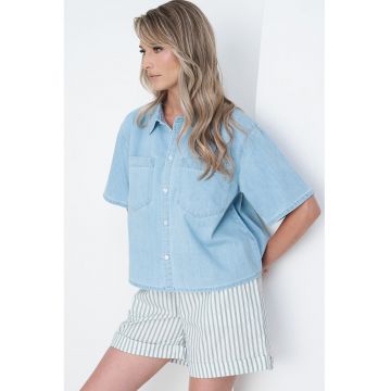 Camasa de denim cu buzunare pe piept Tula