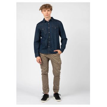 Camasa din denim cu gular clasic -