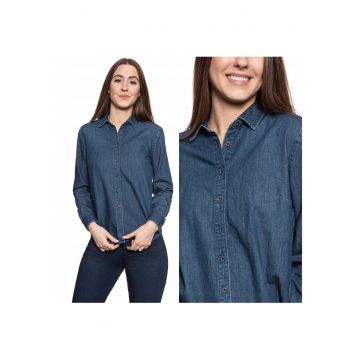 Camasa Din Denim -  Erin - Croi: Slim Fit - Inchidere: Nasturi - Compozitie Material: 100% Bumbac - Mansete: Lungi - Albastru - 1 Bucata