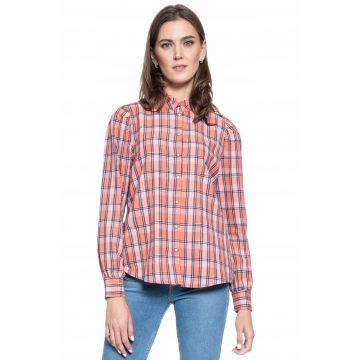 Camasa Din Material -  Emma Lurex Check - Croiala Regulara - Capse - 100% Bumbac - Fara Informatii Despre Culoarea Producatorului - Roz