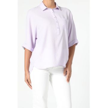 Camasa relaxed fit cu buznar pe piept