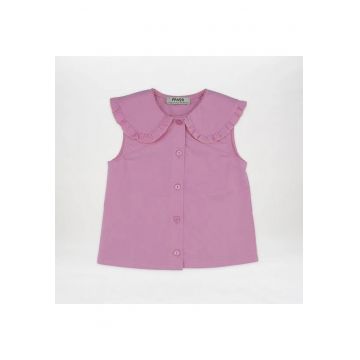 Top cu guler si nasturi  - Stella - Roz - pentru fetite