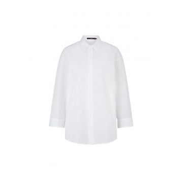 Cămașă supradimensionată cu deschidere în lateral prin nasture - Alb