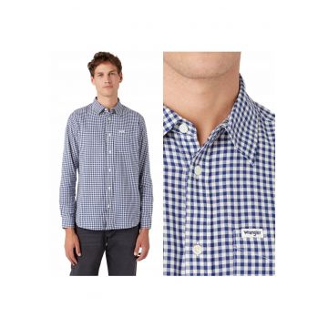 Camasa Barbati -  1 Pocket Shirt - Regular Fit - Nasturi - 1 Buzunar - 100% Bumbac - Confortabila - Eleganta - Ideala Pentru Zi Cu Zi - Marimea M - Albastru