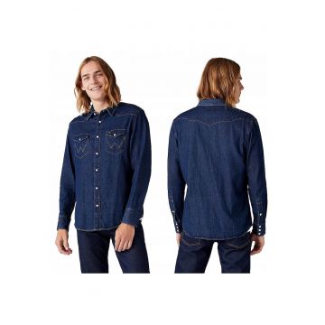 Camasa Barbati -  27mw - Regular Fit - Cu Nasturi - 2 Buzunare - 100% Bumbac - Confortabila - Eleganta - Ideala Pentru Zi Cu Zi - Marimea XL - Albastru
