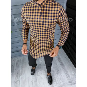 Camasa barbati asimetrica in carouri slim fit B2129 O2-4.2