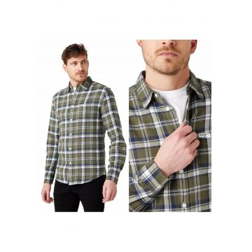 Camasa Barbati -  Camasa Cu Maneci Lungi 1 Buzunar - M INTL - Verde - Croi Regular Fit - Inchidere Nasturi - Compozitie Material 100% Bumbac - Numar Buzunare 1