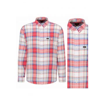 Camasa Barbati -  Camasa Cu Rivete - M INTL - Rosu Aurora - Croi Regular Fit - Inchidere Nasturi - Compozitie Material 100% Bumbac - Numar De Buzunare 1