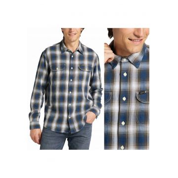 Camasa Barbati -  Camasa De Lucru - M INTL - Verde Serpico - Croi Regular Fit - Inchidere Nasturi - Compozitie Material 100% Bumbac - Numar De Buzunare 2