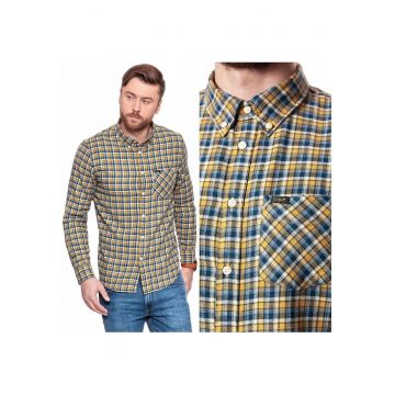 Camasa Barbati -  Model BUTTON DOWN - Croiala Clasica Regular Fit - 100% Bumbac - Cu Nasturi - Cu Buzunar La Piept - Buna Pentru Serviciu Si Fiecare Zi - Marimea S - Albastru