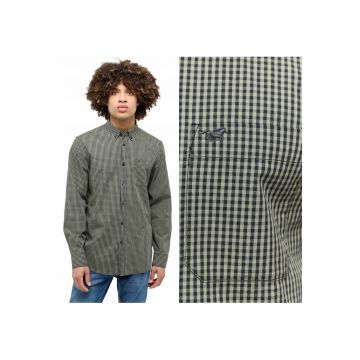 Camasa Barbati -  Model Chester Gingham - Croiala Regular Fit - 100% Bumbac - Cu Nasturi - Cu Buzunar La Piept - Carouri Clasice - Buna Pentru Fiecare Zi Si Serviciu - Verde