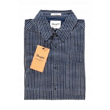 Camasa Barbati -  Model L/S ROUND PKT SHIRT - Croiala Slim Fit - 100% Bumbac - Cu Nasturi - Buzunar La Piept - Stilata Si Comoda Pentru Fiecare Zi Si Serviciu - Marimea S - Albastru