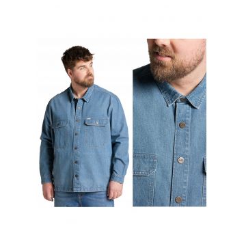 Camasa Barbati -  Overshirt Workwear - M INTL - Albastru - Croi Regular Fit - Inchidere Nasturi - Compozitie Material 100% Bumbac - Numar De Buzunare 2