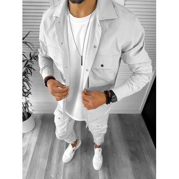 Camasa barbati slim fit crem CU MIC DEFECT DEF6049A  O2-3.2