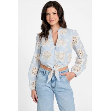 Camasa crop cu broderie