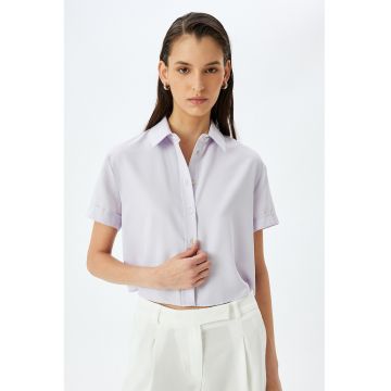 Camasa crop cu maneci scurte - Lila -