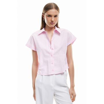 Camasa crop de bumbac si in