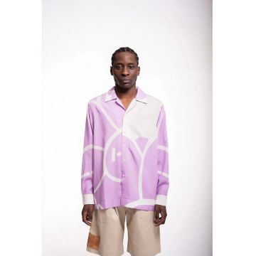 Camasa cu imprimeu tie-dye si maneca scurta - Mov - XXL