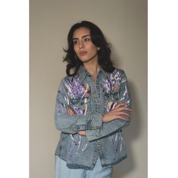 Camasa din denim vopsita manual
