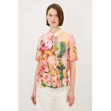 Camasa din in cu imprimeu floral