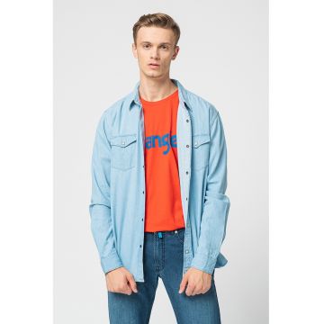 Camasa din material chambray cu buzunare aplicate
