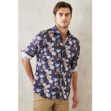 Camasa slim fit cu model floral
