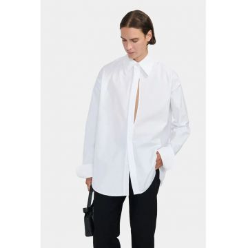 Camasa supradimensionata decupata frontal si inchidere prin nasturi - Alb -