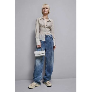 Camasa transparentă cu imprimeu în dungi - Negru