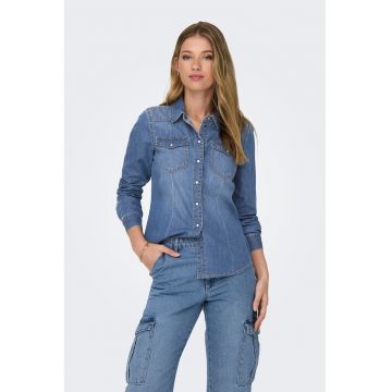 Camasa de denim cu buzunare pe piept