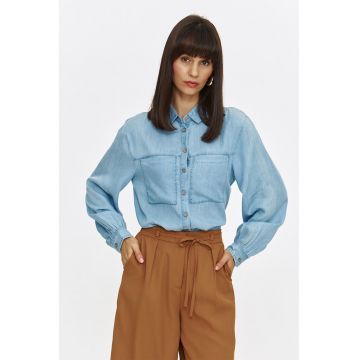 Camasa din material chambray cu buzunare pe piept