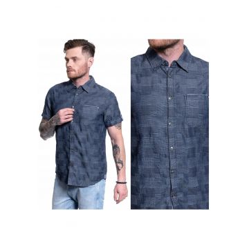 Camasa Barbati -  Chris Kc Patchwork - Material: 100% Bumbac - Croi: Slim Fit - Inchidere: Nasturi - Numar Buzunare: 1 - M Intl - Albastru