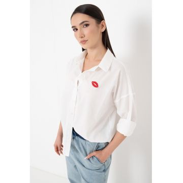 Camasa cu maneci lungi - Rosu/Alb