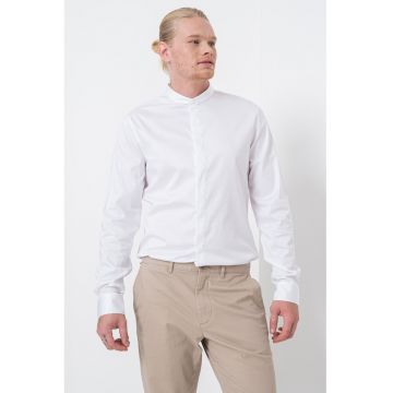 Camasa de bumbac cu guler Henley
