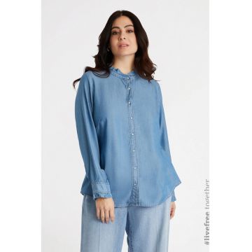 Camasa din lyocell denim cu detalii cu volane