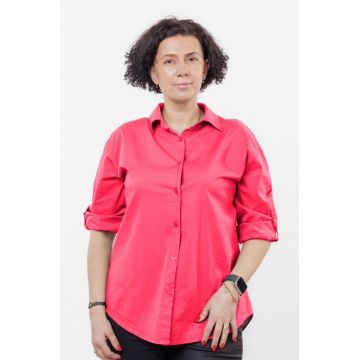 Camasa din poplin de bumbac cu dantela pe spate, fucsia